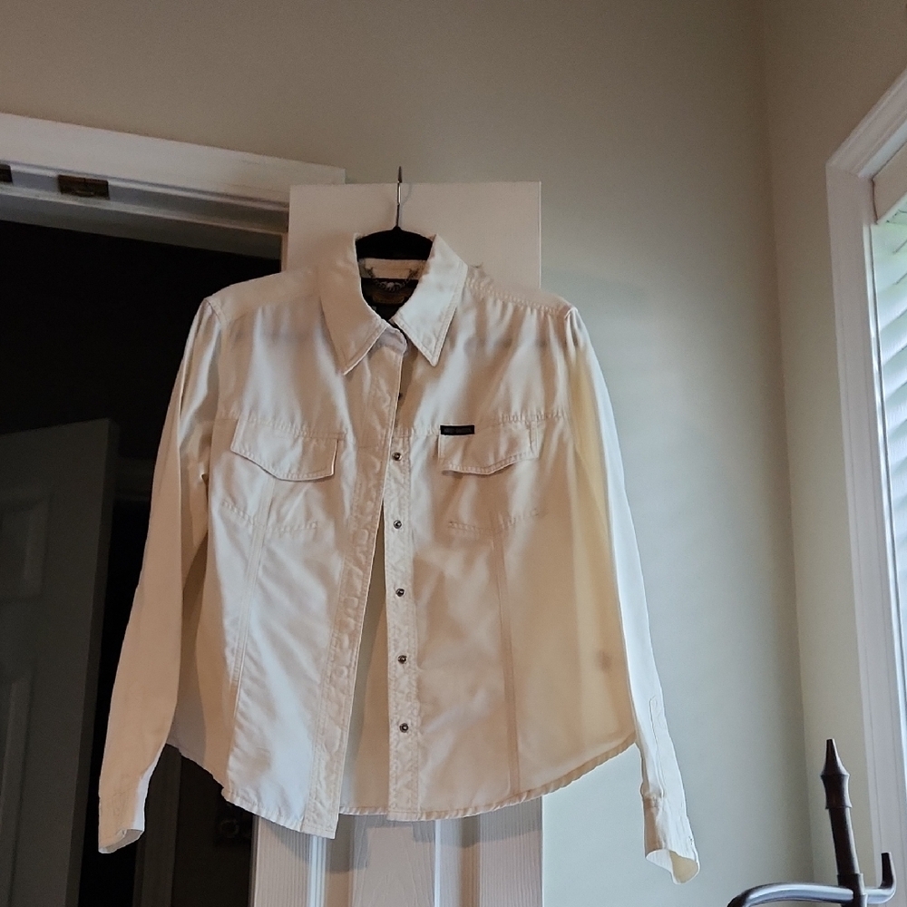 Harley-Davidson Cream Casual Snap Closure Shirt